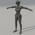 Game Movie Character In Black Tight Armor With Helmet Extended Arms Sci Fi