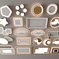 Ceiling lamp square ceiling lamp round ceiling lamp geometric ultra-thin bedroom living room combination 3d model