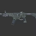 Futuristic Pixel Style Gun Weapon With Detailed Metallic Structure And 3D Gaming Design