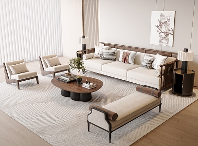 Sofa Coffee Table Combination Multi-person Sofa Coffee Table Fruit Plate Sofa Single Sofa Leisure Chair 3d model