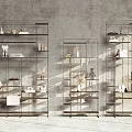 Modern Open Multi Tier Metal And Wooden Shelving Units For Decorative Storage