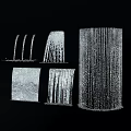 Various Water Fountain Designs Featuring Columnar Jets And Curved Water Curtains