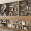 Modern Wooden Bookshelf With Multiple Shelves Books Art Prints And Decorations