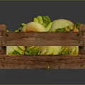 Fresh Vegetables In Wooden Crate With Green Leaves And Bulbous Shapes