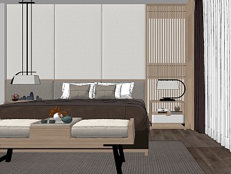 Modern background double bed 3d model