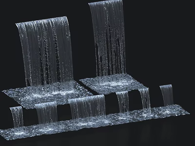 Decorative Garden Water Features With Multiple Waterfalls Varying Heights And Splashing Effects 3d model