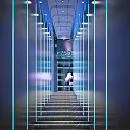 Modern KTV Corridor Interior Design With Neon Lights And Stylish Decor