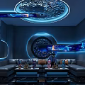 Hi Tech KTV Room With Futuristic Lighting And Leather Sofas 3d model