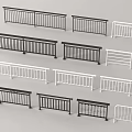 Various Black and White Railings with Different Design Styles 3d model