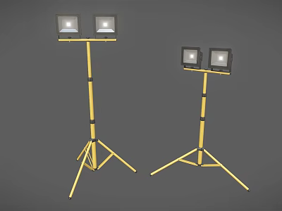 Yellow Adjustable Tripod Lights With Stable Stands For Portable Lighting Needs 3d model