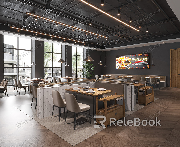 Modern Western Restaurant Hot Pot Restaurant Hot Pot Restaurant Dining Tables and Chairs Buffet Restaurant Cuisine Restaurant model