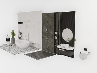 Modern Sanitary Ware Simple Sanitary Ware Bathroom Background Wall 3d model