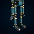 Vintage Blue Mechanical Robots With Jointed Limbs And Dashboard Details