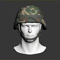 Camouflage Military Helmet Tactical Protective Gear On White Mannequin