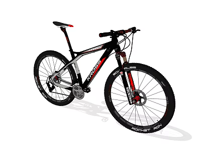 Black And Red Mountain Bike With Suspension For Off Road Cycling 3d model