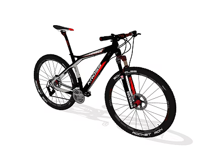 Black And Red Mountain Bike With Suspension For Off Road Cycling 3d model