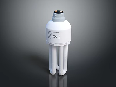 White Compact Fluorescent Light Bulb With Screw Base And Tubes Design 3d model
