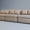 Comfortable Modern Beige Fabric Three Seater Sofa With Soft Cushions 3d model