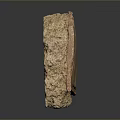 Ancient Wood Stone Fragment With Red Green Patterns And Textured Surface 3d model