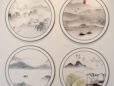 New Chinese Style Round Frame Painting Hanging Painting model