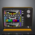 Vintage Orange Electronic TV Appliance With Colorful Test Pattern Screen