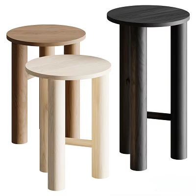 Modern Wooden Bar Stools With Simple Design And Natural Wood Finishes 3d model