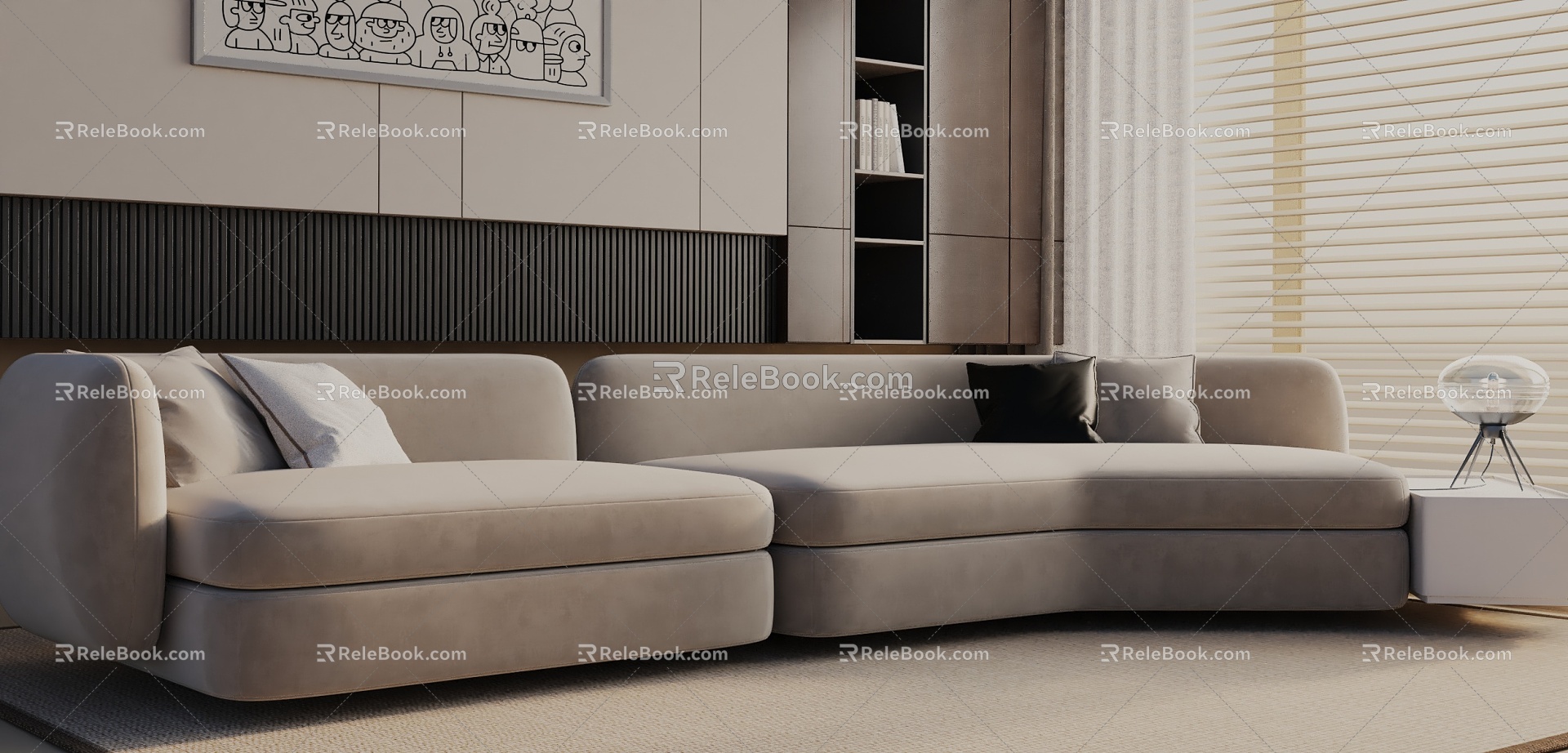 Three-seat sofa 3d model