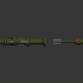 Green Rocket Launcher With Red Tip Projectile And Detailed 3D Model Design 3d model