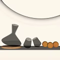 Elegant Glass Decanter Wine Glasses And Oranges On Wooden Base Tableware Set