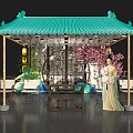 Chinese Style Beauty Chen Chinese Style Camping National Style Card Point Bogu Rack Chinese Style Tea Table Ancient Style Beauty Chen Cherry Blossom Beauty Chen 3d model