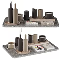 Modern Minimalist Decorative Ornament Set with Trays Bottles Mugs and Books Neutral Tones Home Decor