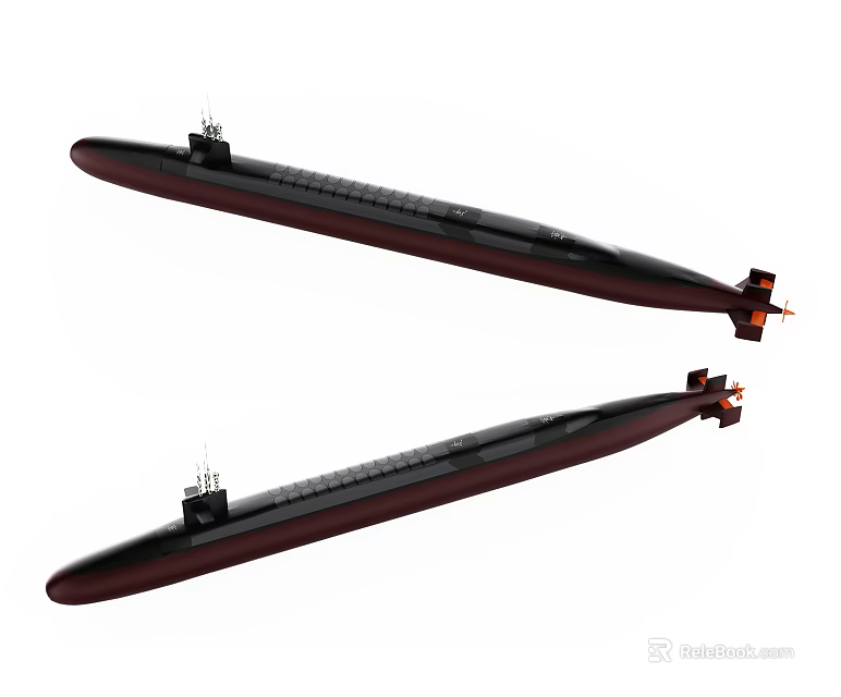 Two Military Submarine Weapon Vessels With Advanced Design Features And Systems 3d model 