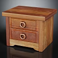 Wooden Small Drawer Cabinet With Two Drawers And Ring Handles Design