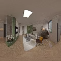 Modern Living and Dining Room Interior With Sofa Coffee Table TV Plants and Wooden Flooring