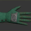 Green Glove With Silver Decorative Panel And Metal Buckle For Everyday Use