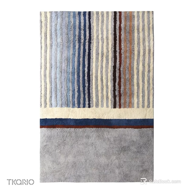 Modern Striped Rug Design With Blue Brown Beige And Gray Color Patterns 3d model 