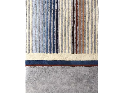Modern Striped Rug Design With Blue Brown Beige And Gray Color Patterns 3d model