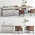 Modern Dining Table and Chair Combination Bar Table and Chair Combination Nakajima Console 3d model