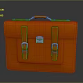 Orange Leather Briefcase With Buckle Closure And Handle For Daily Use