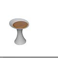 Two Modern Bar Stools With White Pedestal Base And Orange Seat Cushion