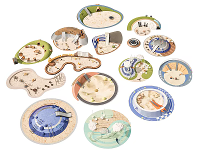 Children's Recreation Landscape Sandland Sandpit Recreation Area Landscape Park Pocket Park Slide Quality Development Training Parent-Child Beach 3d model