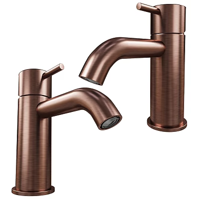 Brushed Copper Modern Faucets With Sleek Design Showcased In Multiple Angles 3d model