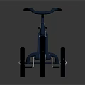 Blue Tricycle With Sleek Design Metal Frame Three Wheels Handlebars And Seat