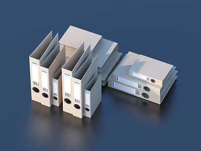 Beige File Folders For Office Organization With Upright Stacked Design And Reinforced Holes 3d model