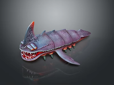 Fictional Mythical Creature Character With Sharp Teeth Red Eyes Armored Body And Claws 3d model