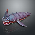 Fictional Mythical Creature Character With Sharp Teeth Red Eyes Armored Body And Claws