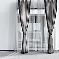 Modern Black And White Striped Curtains With Sheer Layer For Window Design