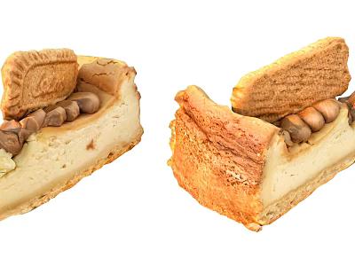 Delicious Creamy Cheesecake Slices Topped With Cookies And Chocolate Balls 3d model