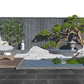 Modern Courtyard Garden Featuring Rock Formations Pine Tree Stone Lantern And Wooden Screen
