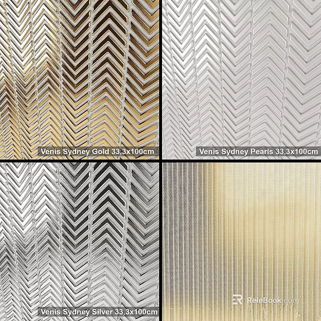 Vente Sydney Metal Decorative Panels with Gold Pearl 33x100cm Herringbone Pattern 3d model 